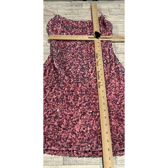 B Darlin Polyester Pink Sequin Slim Fit Mini Dress Thin Straps homecoming Sz 3/4 - Picture 6 of 6